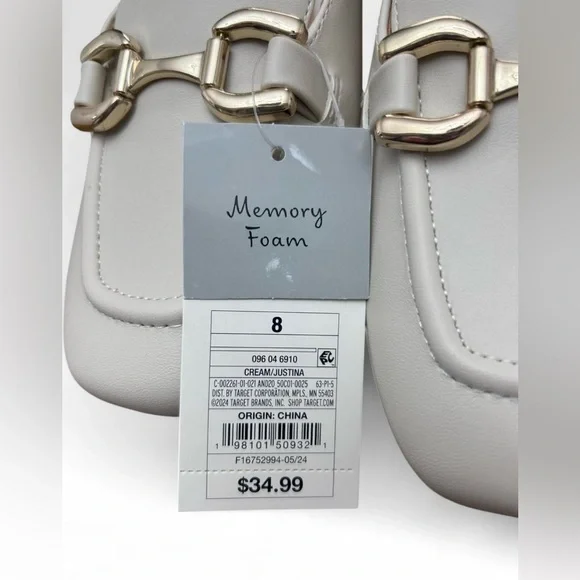 NWT A New Day Cream Memory Foam Block Heels Size 8 Slingback Loafers - Picture 4 of 6